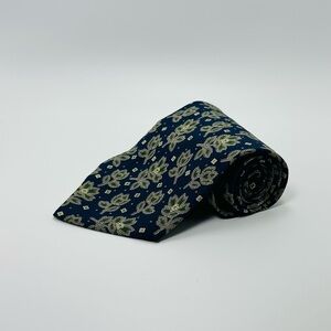 Giorgio Armani Navy and Olive Floral Silk Tie